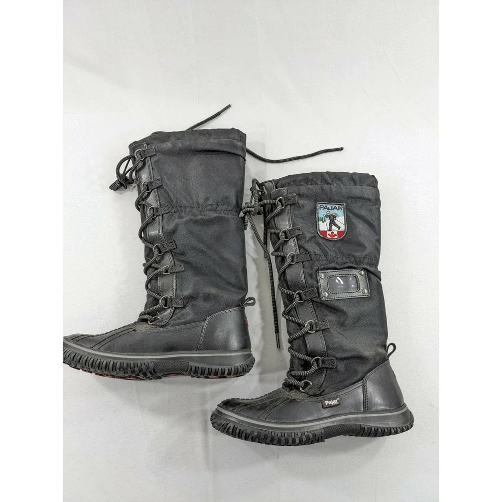 Pajar Canada Womens Winter‎ Boots Insulated Black Lace Up Snow 5/ 5.5 EUR 36